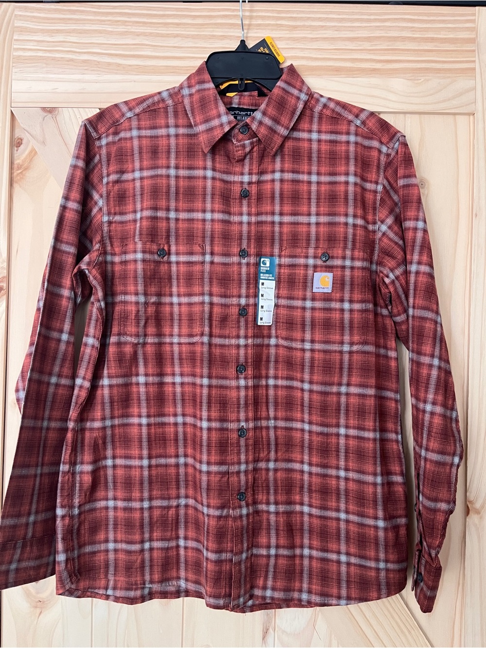 Carhartt Men's Rust Red Plaid Button-Down Work Shirt NWT MEDIUM